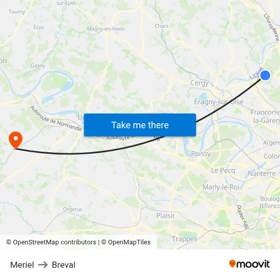 Meriel to Breval map