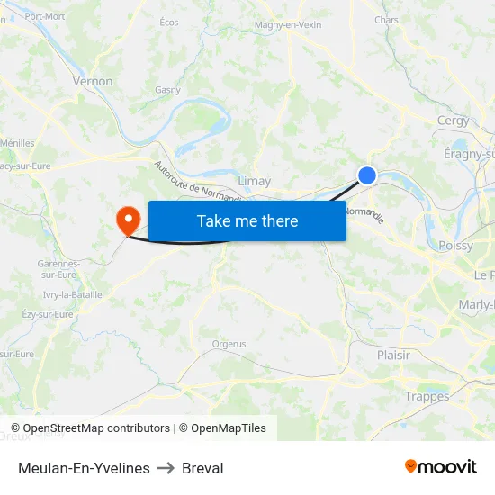 Meulan-En-Yvelines to Breval map