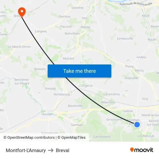 Montfort-L'Amaury to Breval map