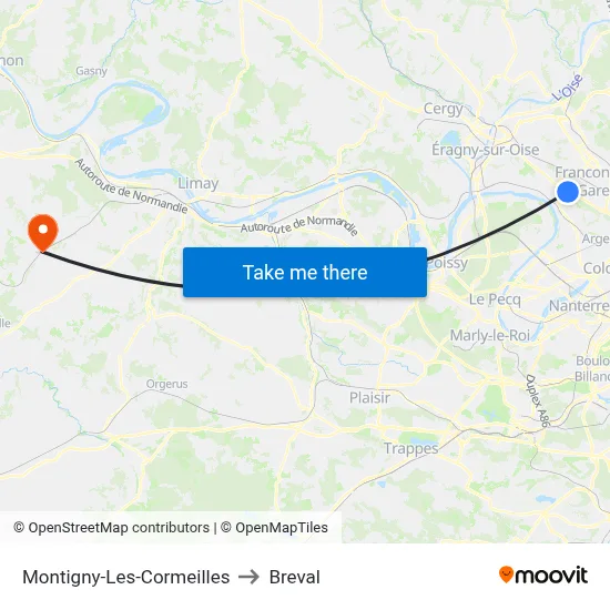 Montigny-Les-Cormeilles to Breval map