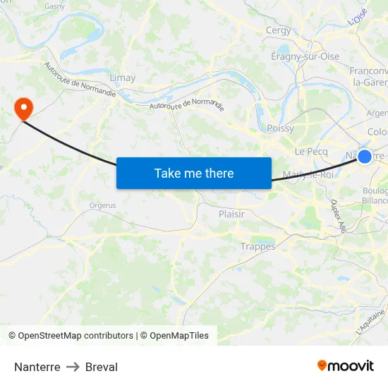 Nanterre to Breval map