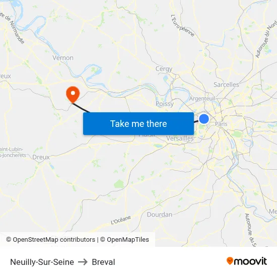 Neuilly-Sur-Seine to Breval map