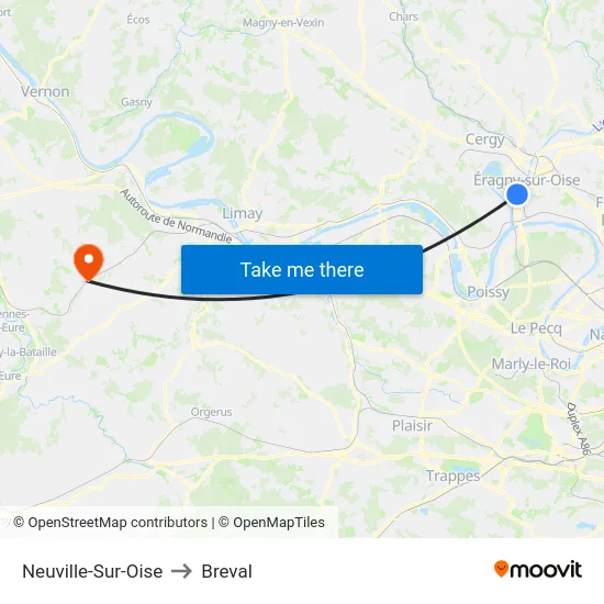 Neuville-Sur-Oise to Breval map