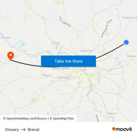 Oissery to Breval map