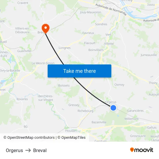 Orgerus to Breval map