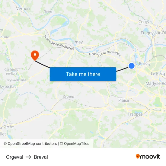 Orgeval to Breval map