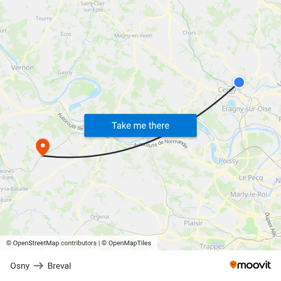 Osny to Breval map
