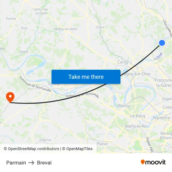Parmain to Breval map