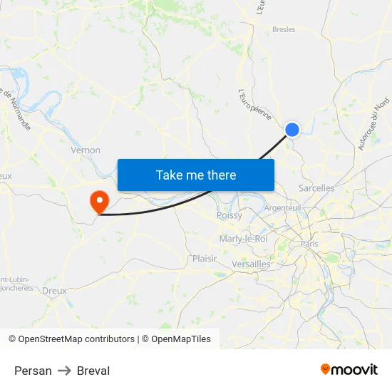 Persan to Breval map