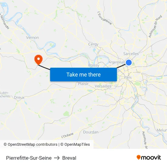 Pierrefitte-Sur-Seine to Breval map