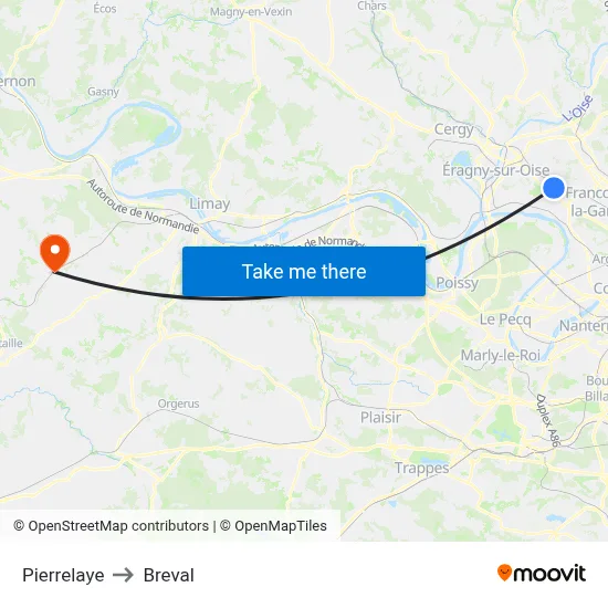 Pierrelaye to Breval map