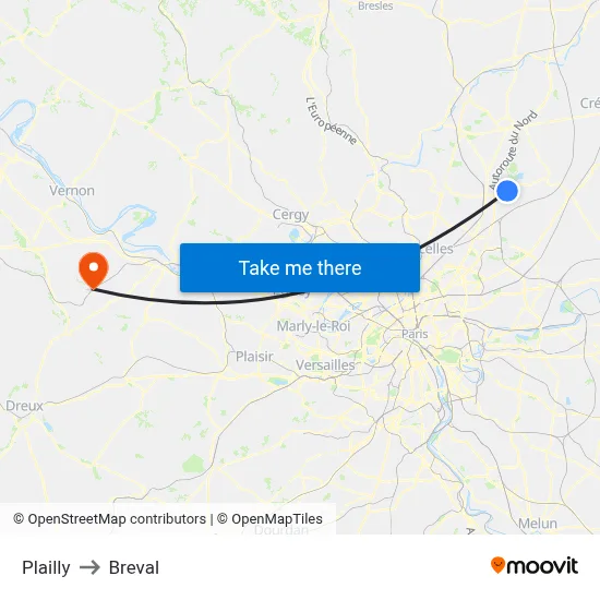 Plailly to Breval map
