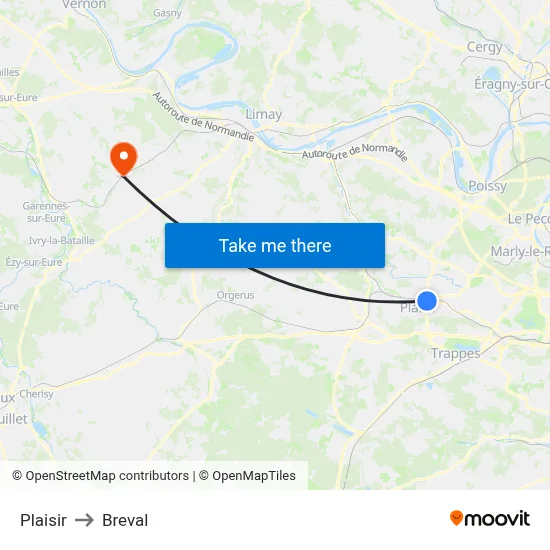 Plaisir to Breval map