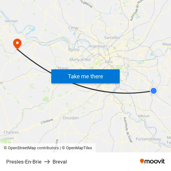 Presles-En-Brie to Breval map