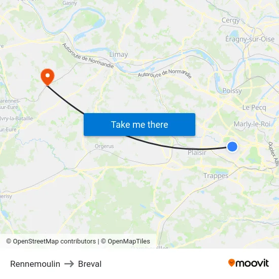 Rennemoulin to Breval map