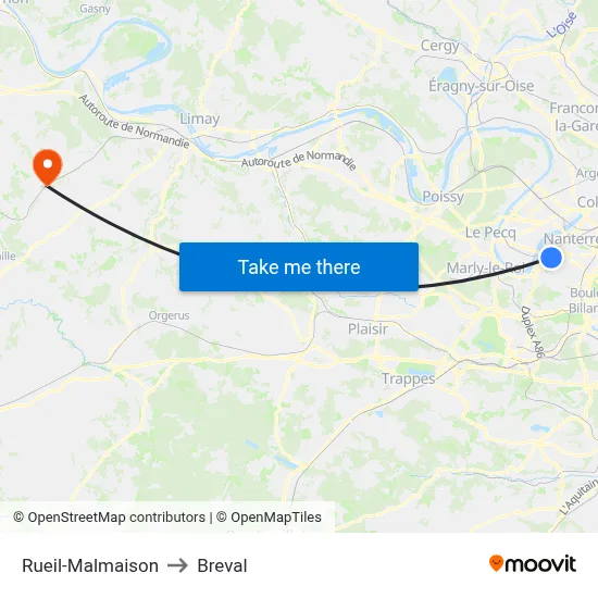 Rueil-Malmaison to Breval map