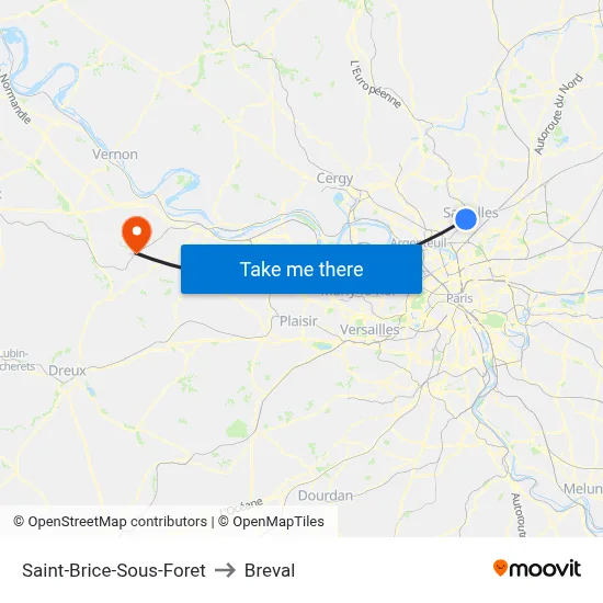 Saint-Brice-Sous-Foret to Breval map
