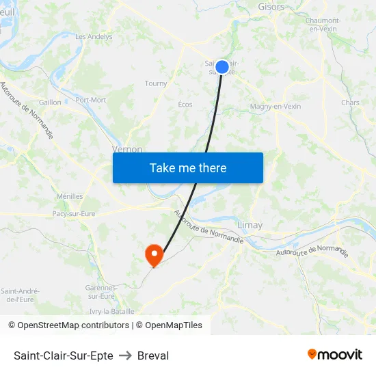 Saint-Clair-Sur-Epte to Breval map