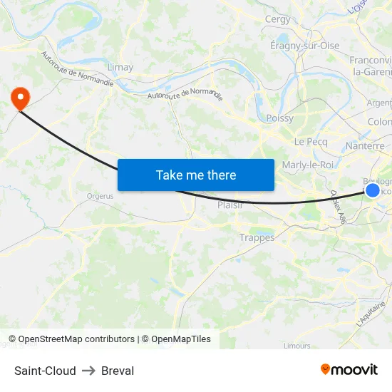 Saint-Cloud to Breval map