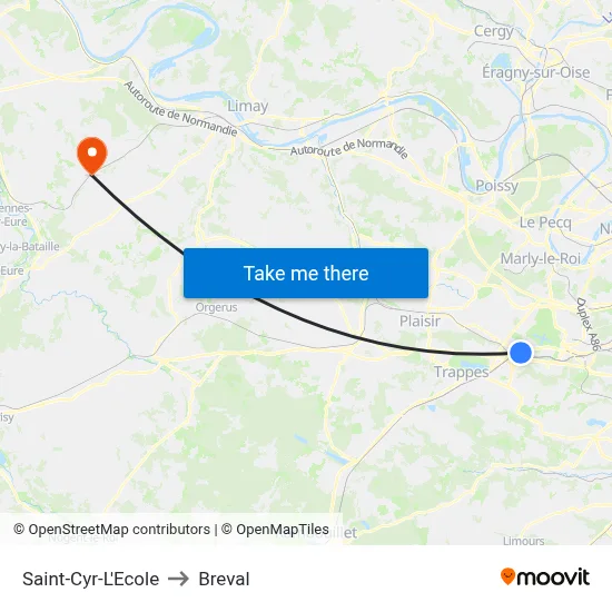 Saint-Cyr-L'Ecole to Breval map