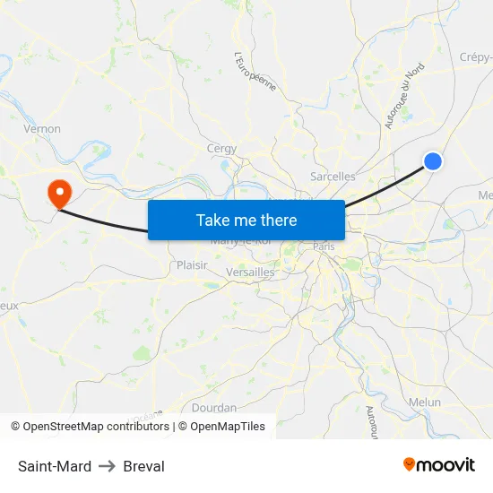 Saint-Mard to Breval map
