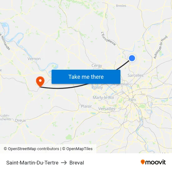 Saint-Martin-Du-Tertre to Breval map