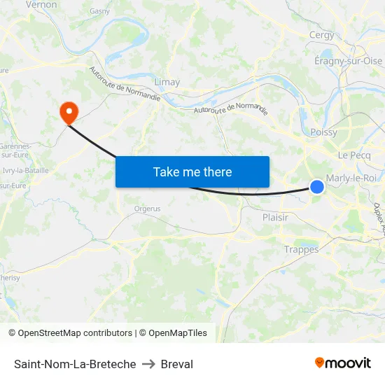 Saint-Nom-La-Breteche to Breval map