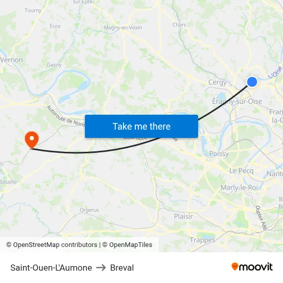 Saint-Ouen-L'Aumone to Breval map