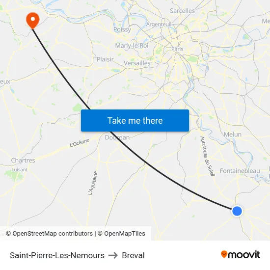 Saint-Pierre-Les-Nemours to Breval map