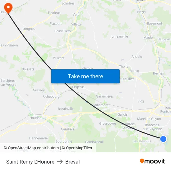 Saint-Remy-L'Honore to Breval map