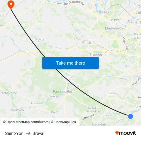 Saint-Yon to Breval map
