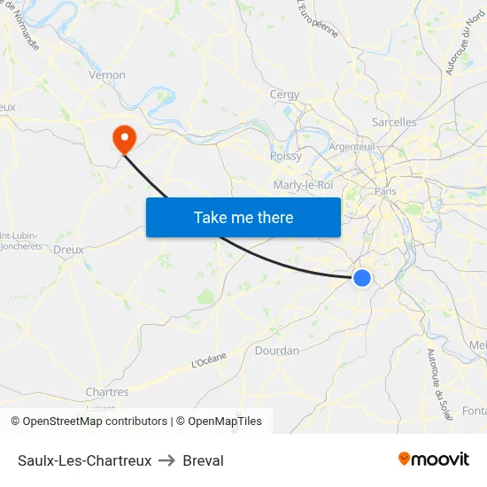 Saulx-Les-Chartreux to Breval map