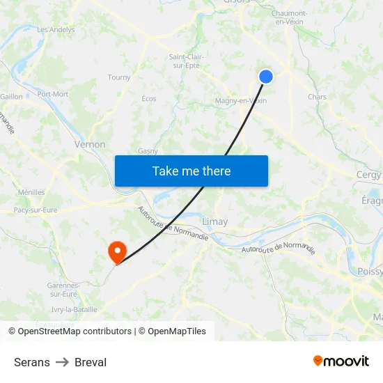 Serans to Breval map