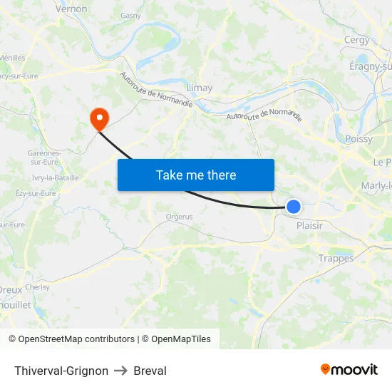 Thiverval-Grignon to Breval map