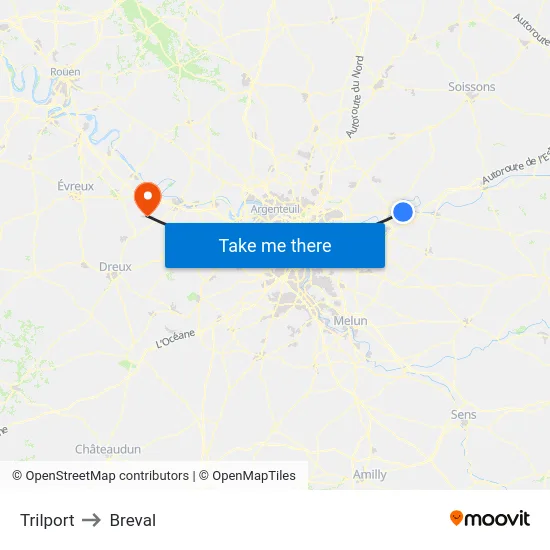 Trilport to Breval map