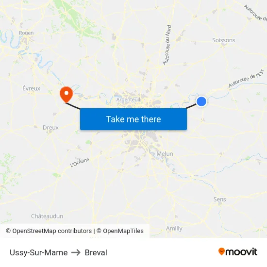 Ussy-Sur-Marne to Breval map