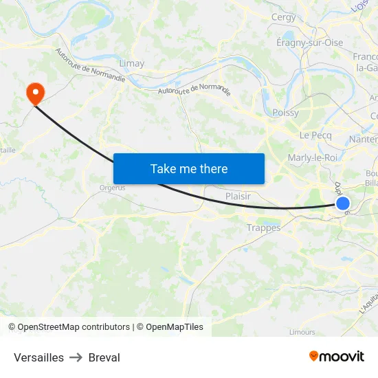 Versailles to Breval map