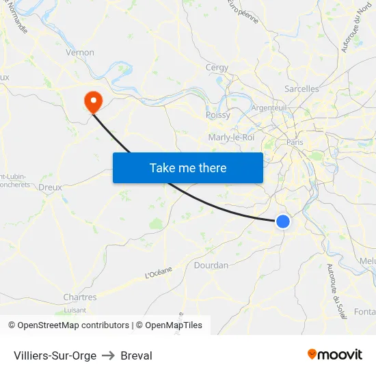 Villiers-Sur-Orge to Breval map