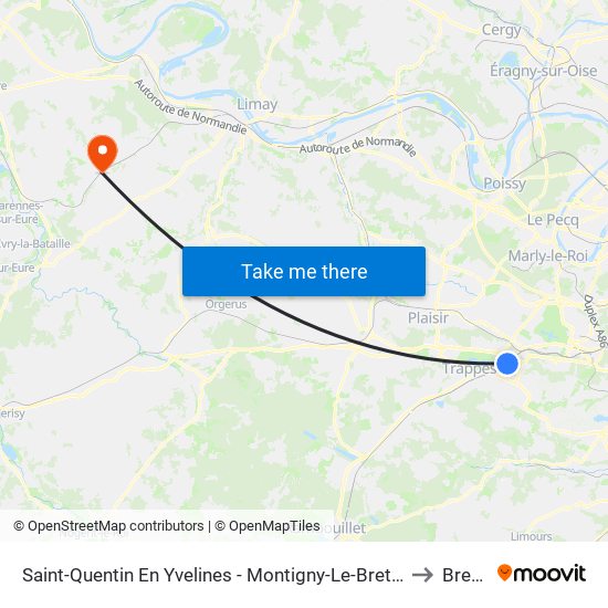 Saint-Quentin En Yvelines - Montigny-Le-Bretonneux to Breval map