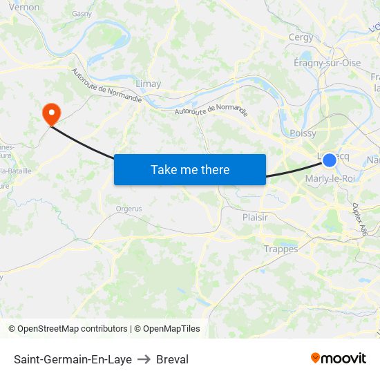 Saint-Germain-En-Laye to Breval map