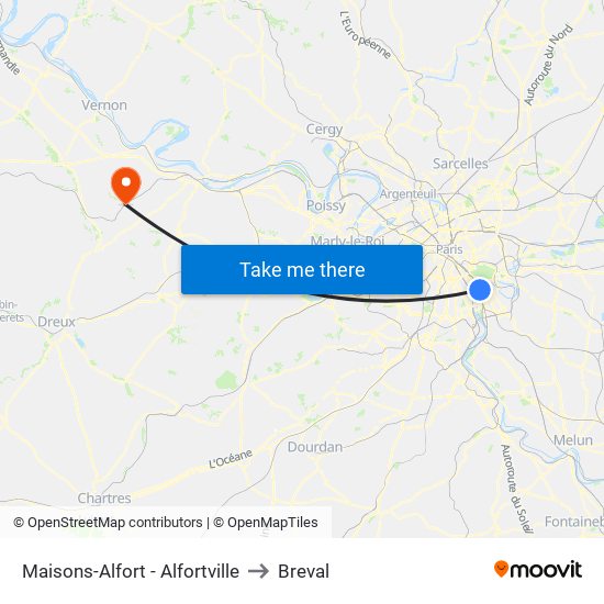 Maisons-Alfort - Alfortville to Breval map