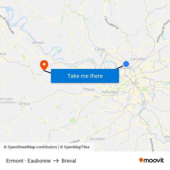 Ermont - Eaubonne to Breval map