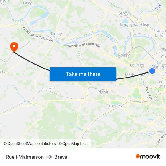 Rueil-Malmaison to Breval map