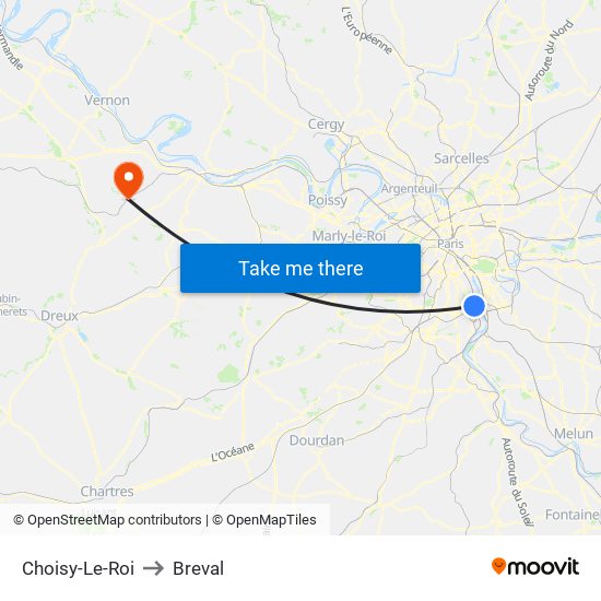 Choisy-Le-Roi to Breval map