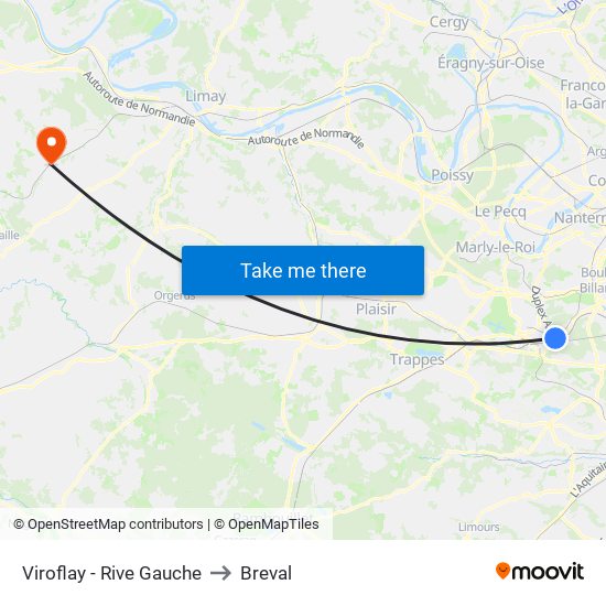 Viroflay - Rive Gauche to Breval map