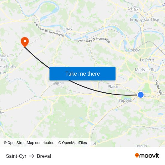 Saint-Cyr to Breval map
