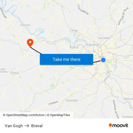 Van Gogh to Breval map