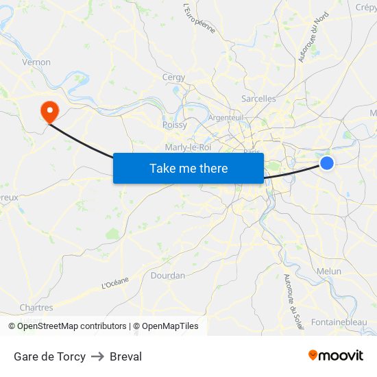 Gare de Torcy to Breval map