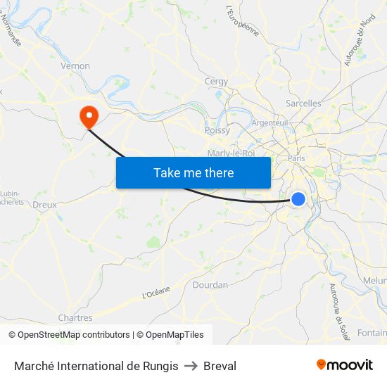 Marché International de Rungis to Breval map