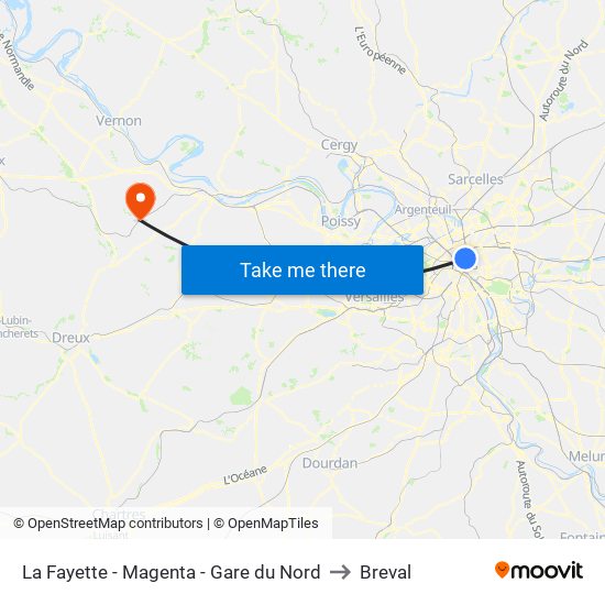 La Fayette - Magenta - Gare du Nord to Breval map